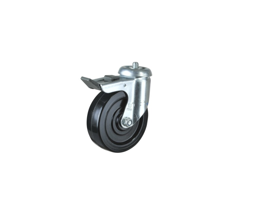 75mm Industry Medium Duty Castor Thread Stem High Elastic Rubber Wheel with Brake