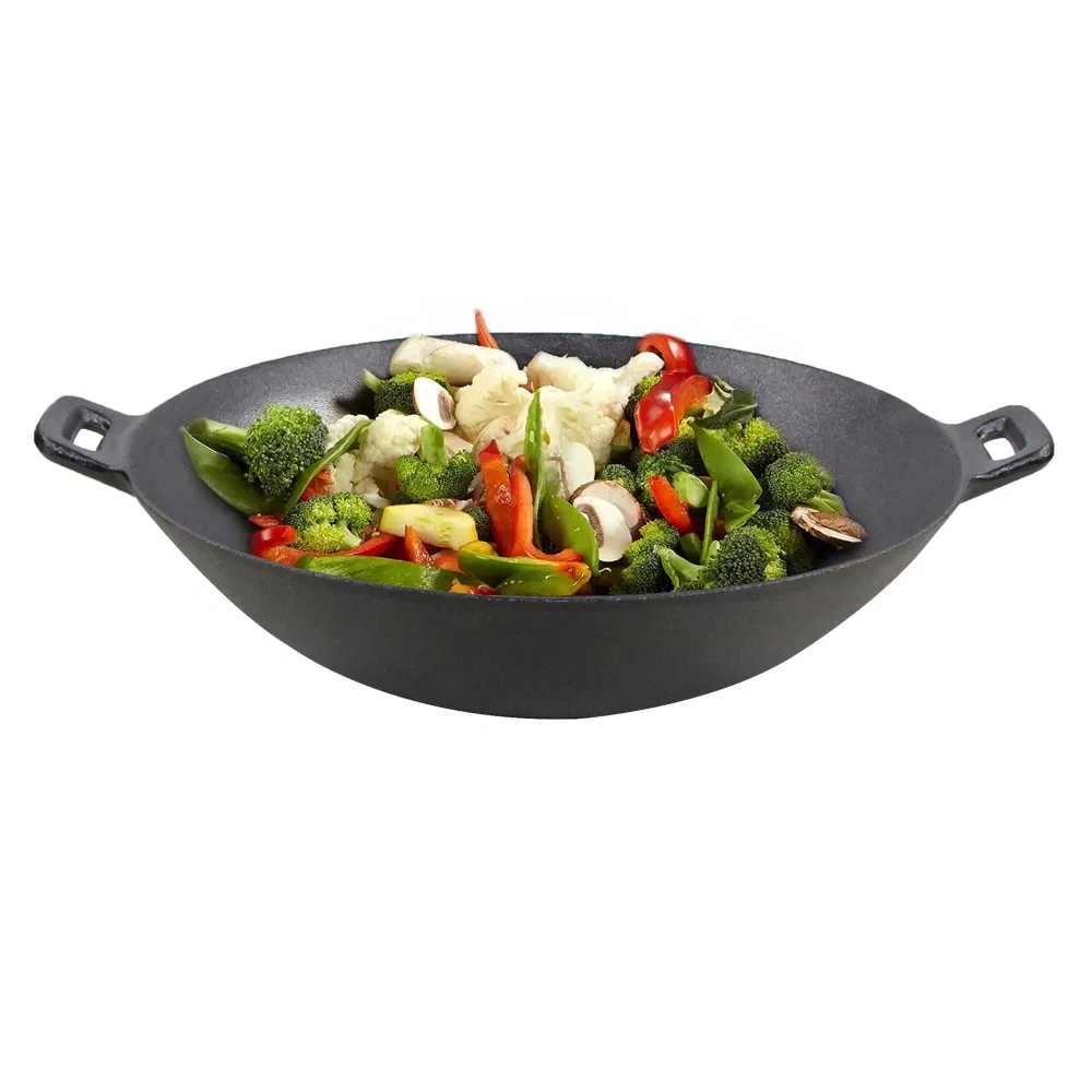14′ ′ Preseason Non-Stick Cast Iron Wok Chinese Wok Braising Pot