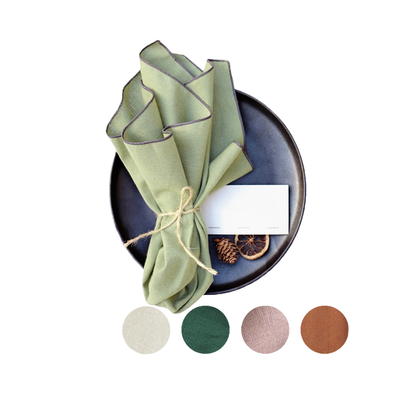 Modern Square Solid Color Edge Cloth Napkins Machine Washable for Weddings Restaurants