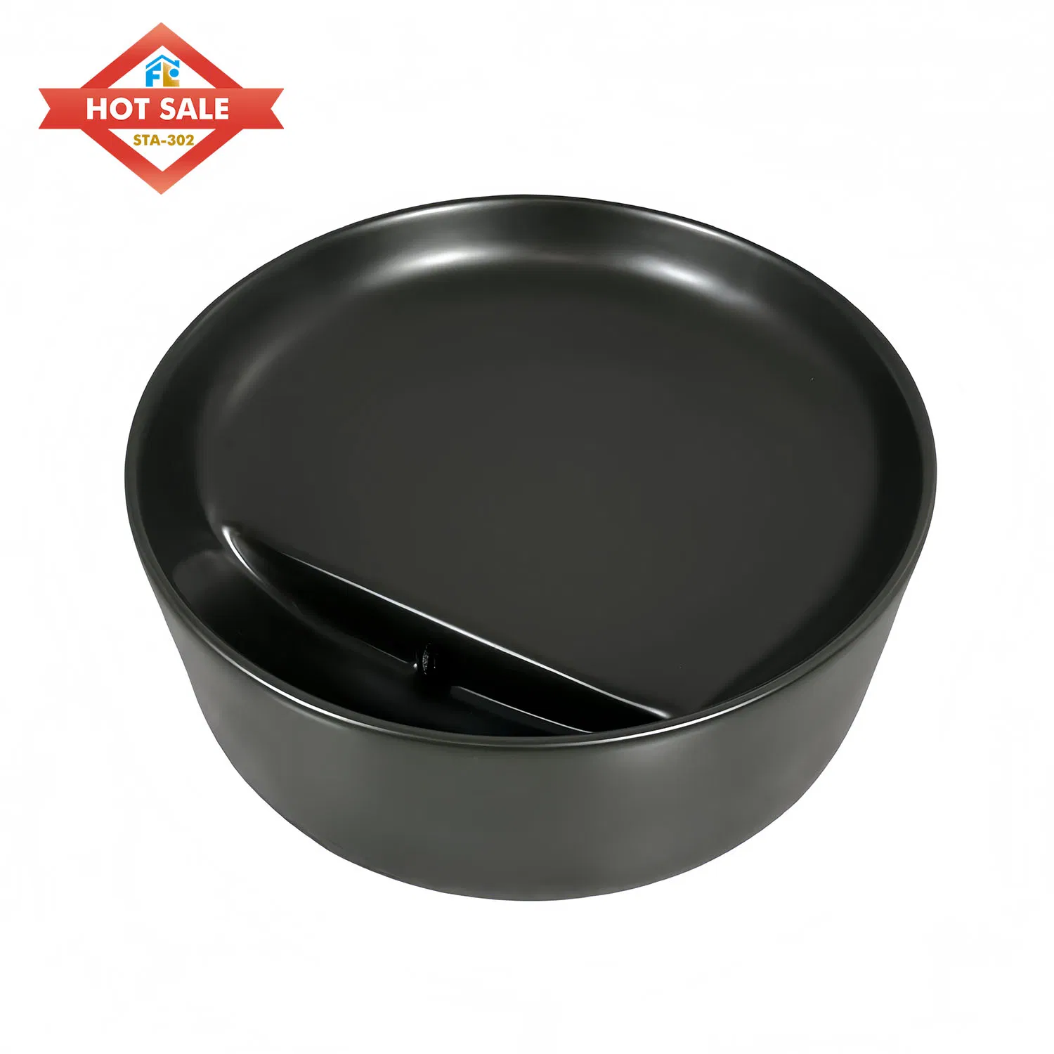 Керамическая раковина для ванной круглая черная