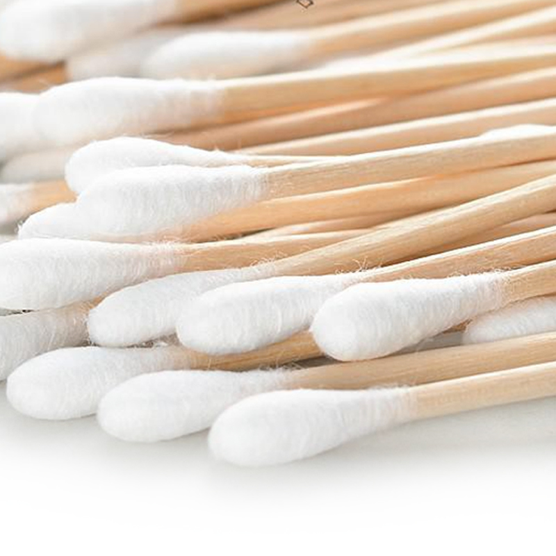 Eco-Friendly 100 PCS Bamboo Stick Cotton Swabs with Zipper Bag