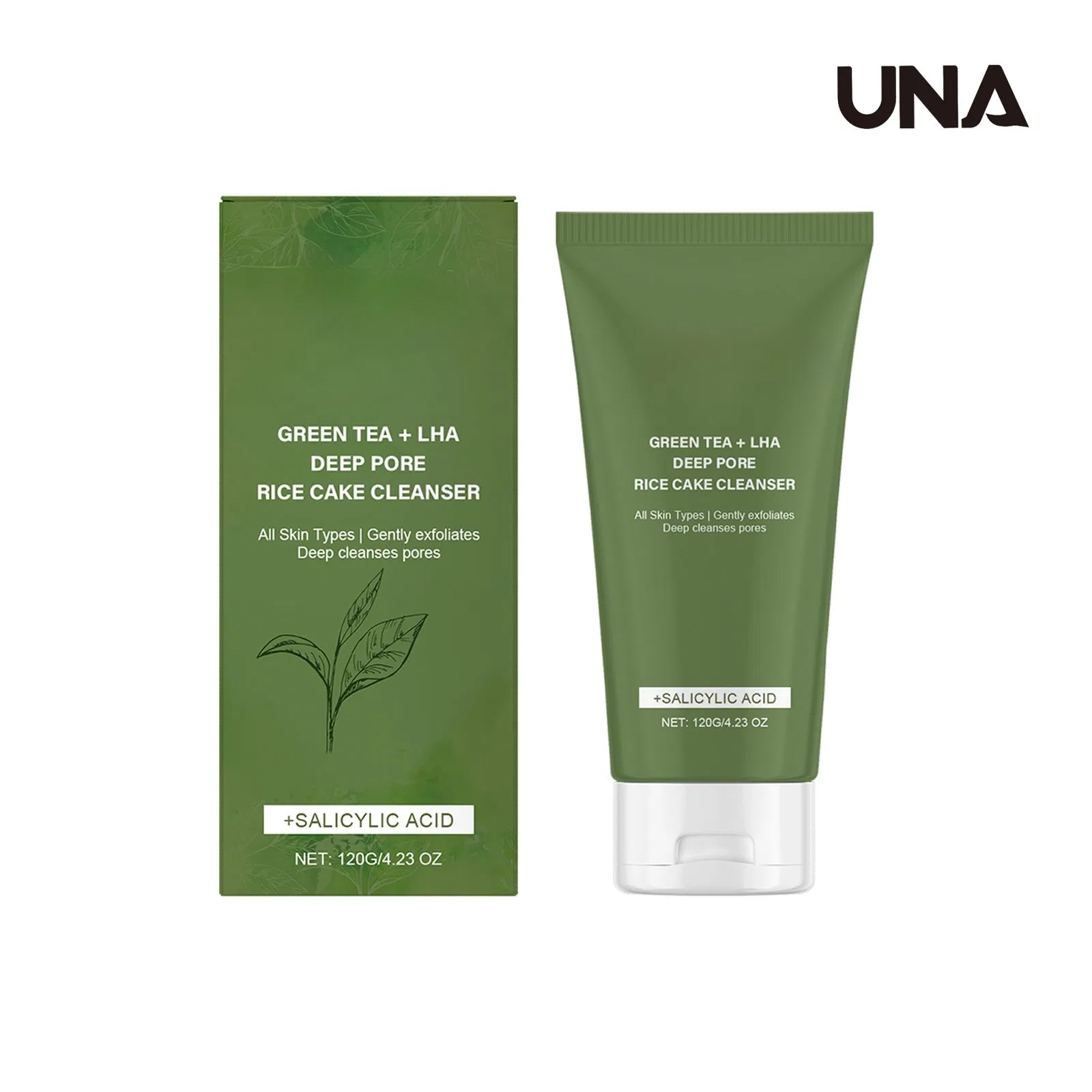 Green Tea & Salicylic Acid Cleanser - Gently Cleanses Pores, Moisturizing and Non-Tightening, Improves Acne, Refreshing