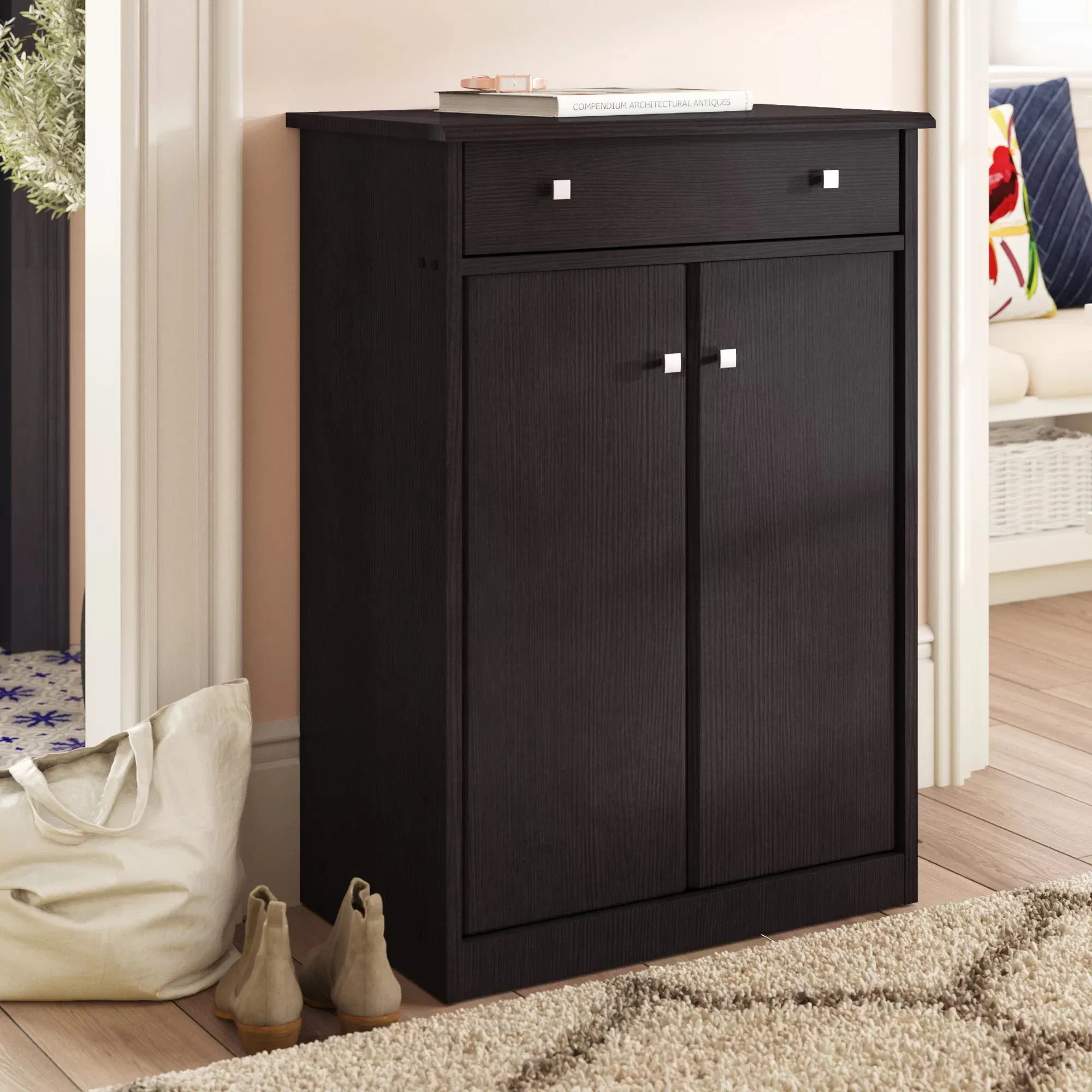 Nordic Slim Aluminum Alloy Shoe Cabinet for Small Spaces and Entryways