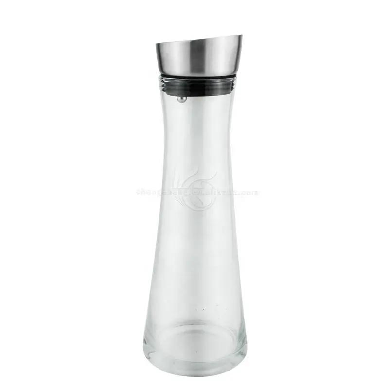 Glass Water Carafe Borosilicate Glass Iced Tea Pitcher with Stainless Steel Lid