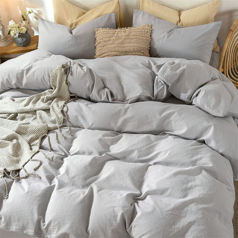 Shelter Rescue High Quality 3 Piece 100% Washed Cotton Soft Comfy Breathable Duvet Cover Set Cool Summer Dry Warm Winter Bedding Sets Discount