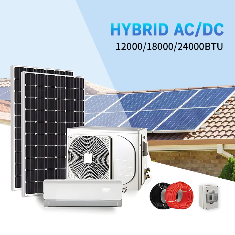 Solar Hybrid Air Conditioners 12000BTU 18000BTU 24000BTU Easy Installation Split Air Conditioner Solar AC DC Room Air Conditioner for Home Air Conditioners