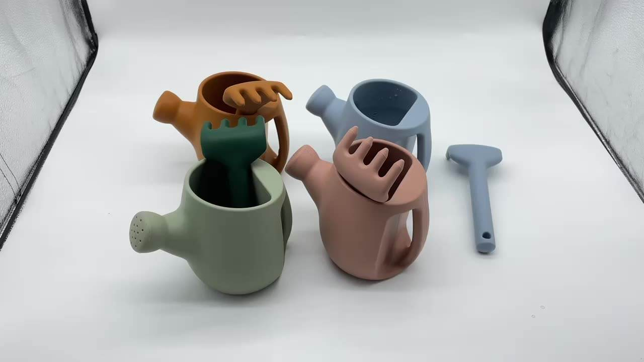 Silicone Pot Rake Beach Toys Sets Outdoors Activities Watering Can