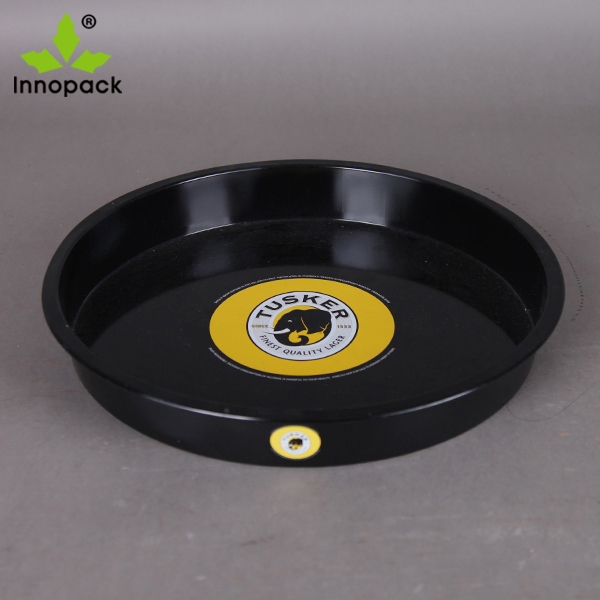 Custom Printed Black Round Tin Tray