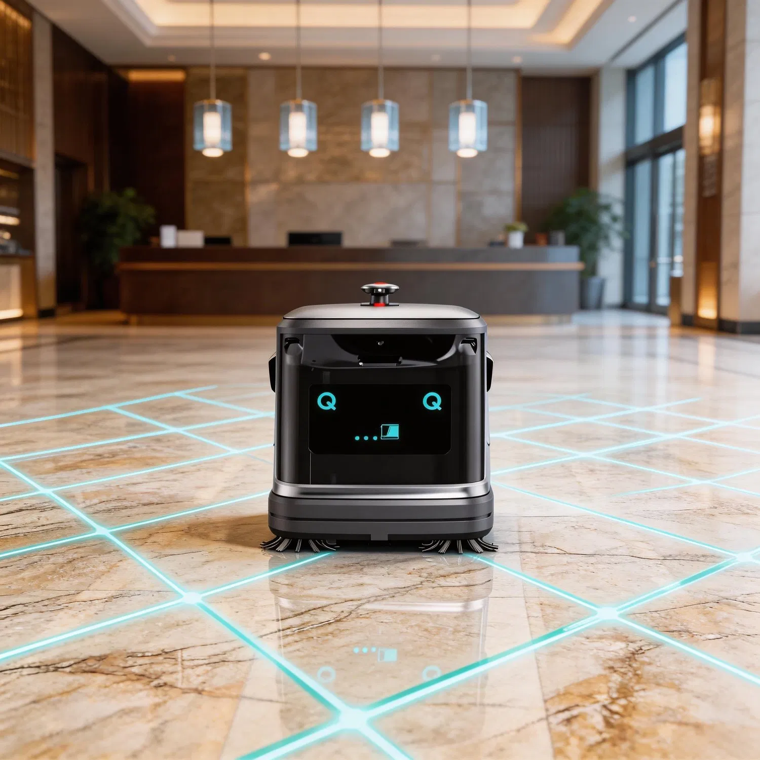 Commercial Lithium Iron Phosphate Battery Powered Robotic Scrubber Remote Monitoring Cleaning Robot