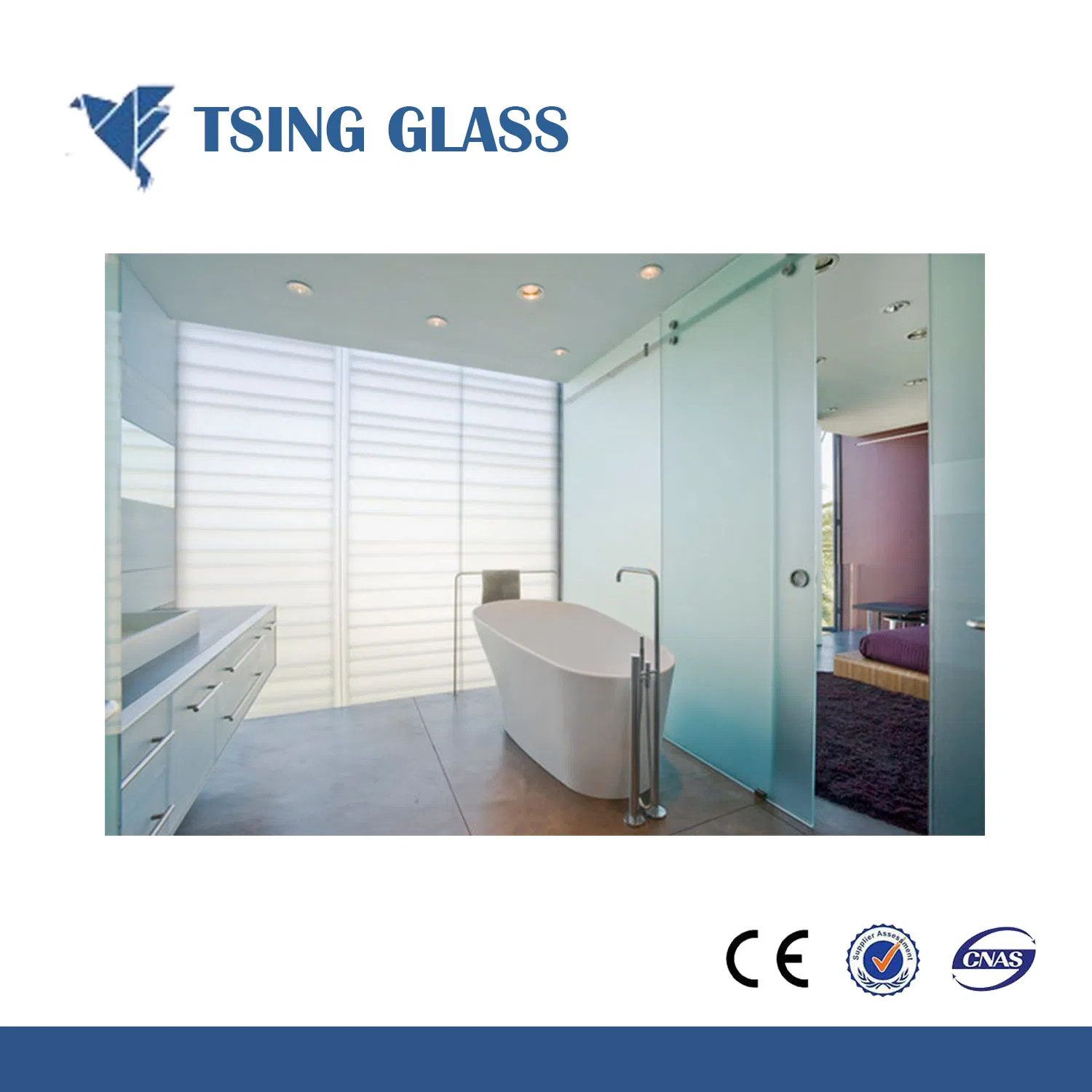 Frosted Glass / Sandblasted Glass / Acid Etched Glass for Building / Bathroom / Satirs