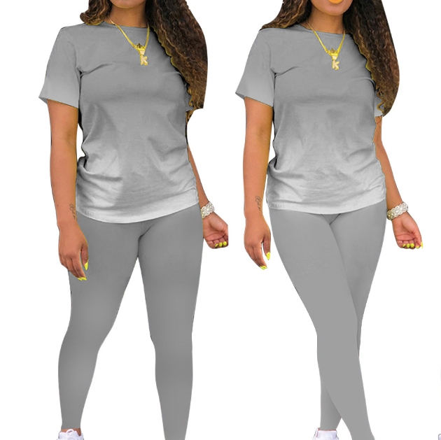 Комплект женский летний с градиентным принтом больших размеров S-5XL