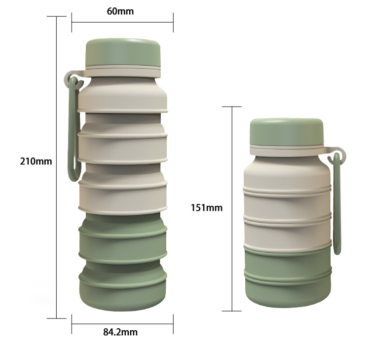 Складная бутылка для воды 600 мл, силиконовая, без BPA