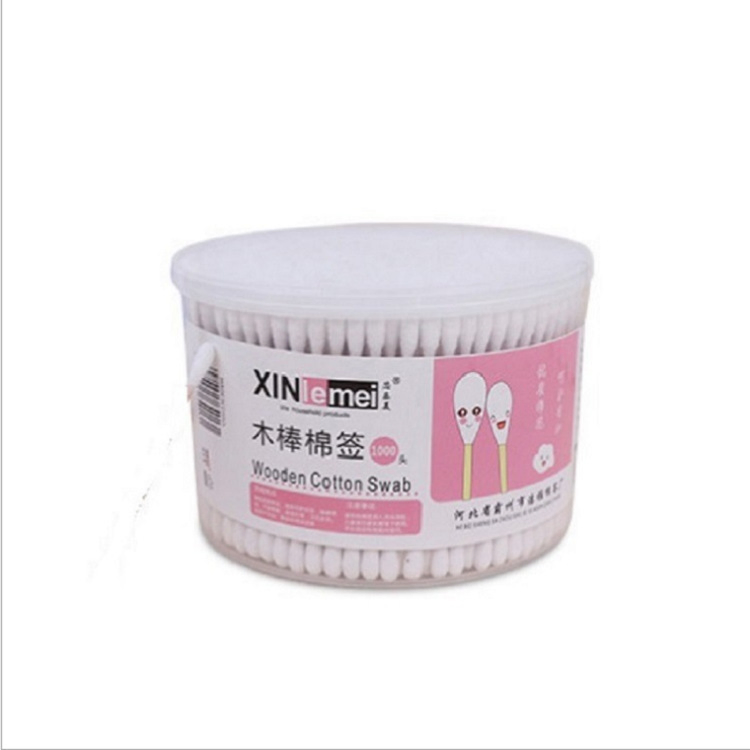 Large Round Box Double-Ended Kapok Sticks Disposable Household Cosmetic Makeup Removal 500 Cotton Swabs