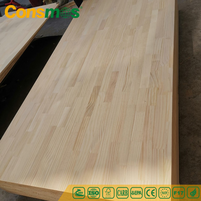 Consmos Waterproof UV Coated Radiata Pine Solid Wood Furniture Panel Finger Jointed Lumber Board