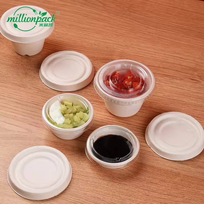Чашка для соуса 60 мл, биоразлагаемая, с крышкой