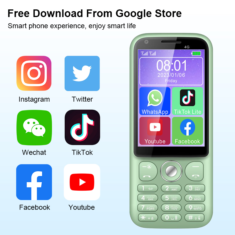 Кнопочный телефон 3.5 дюйма с WhatsApp, 4G и мощной батареей