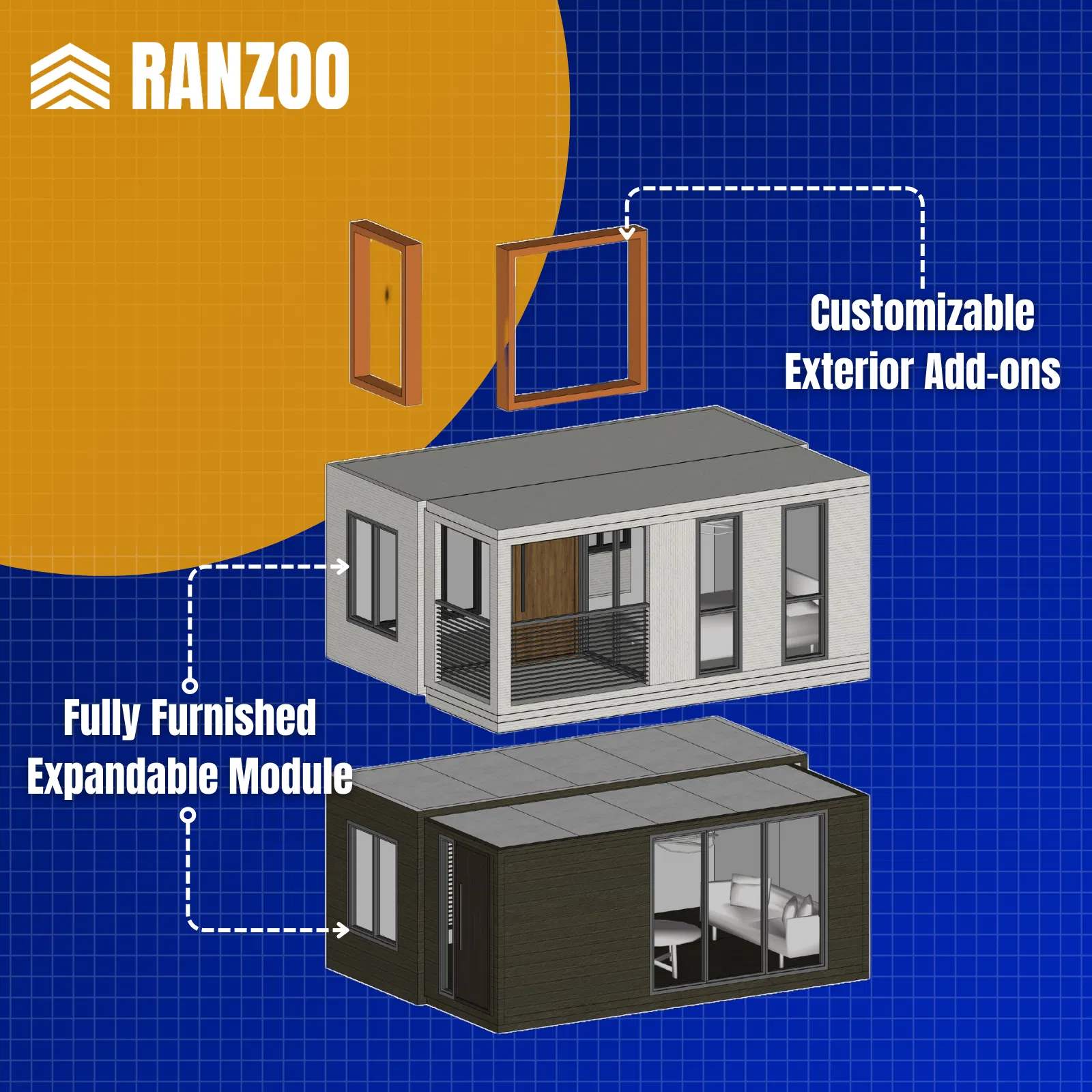 Ranzoo Stylish Wooden prefabricated movable prefab smart House tiny home with Solar Power and Free Design