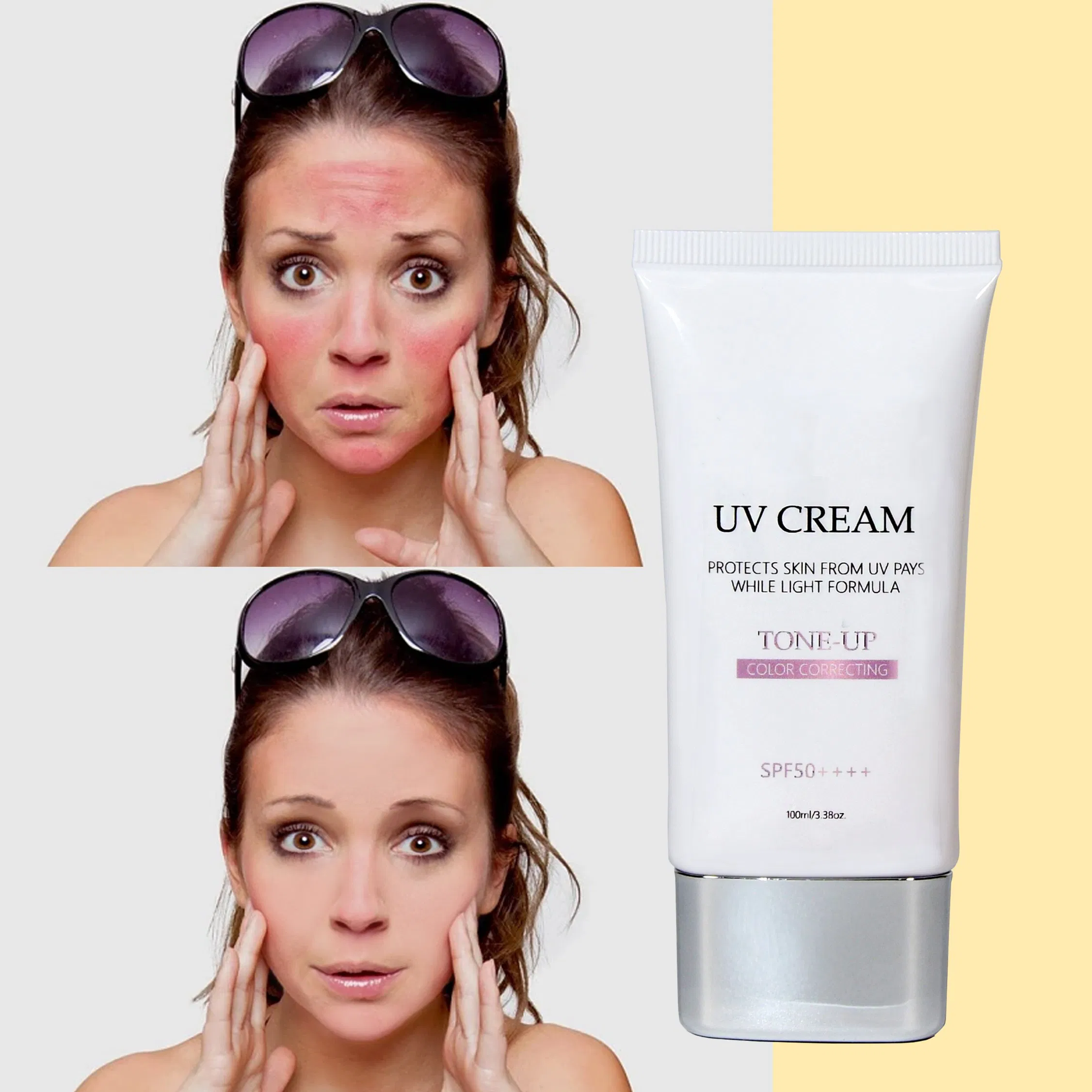 SPF 50 PA+++ Pink Sun Cream Reef Safe Tined Sunscreen Cream UVA/UVB Protection Sunscreen