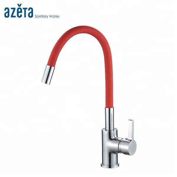 Single Handle Silicone Flexible Hose Brass Kitchen Sink Water Mixer Tap