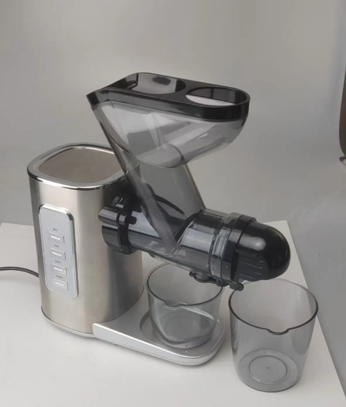 New Stainless Steel 200W Electric Centrifugal Slow Juicer Machine Cold Press Extraction with Reverse Function for Household Use