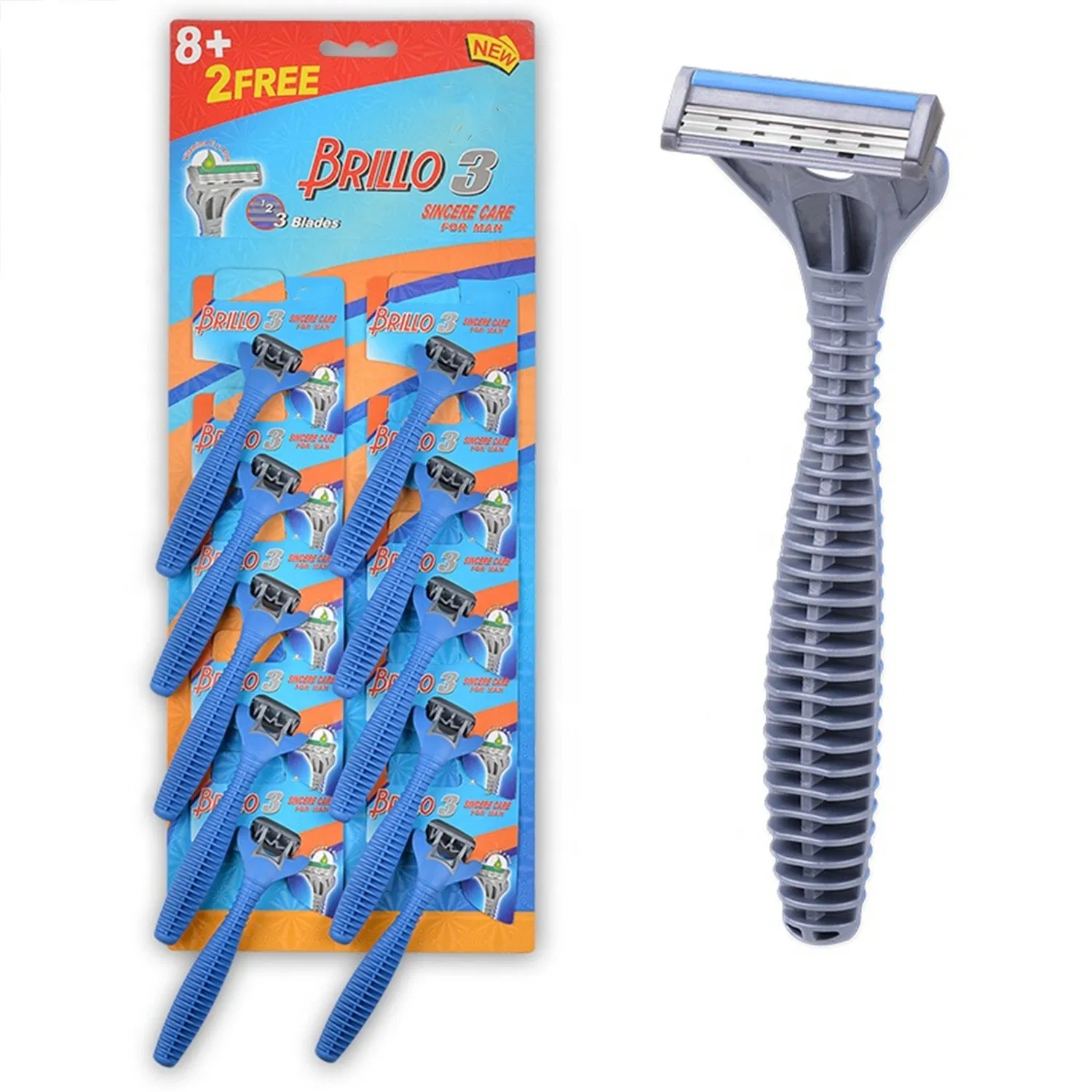 Disposable Razor of 3 Super Stainless Blades and Razor Blade Lubricant Strip for Men