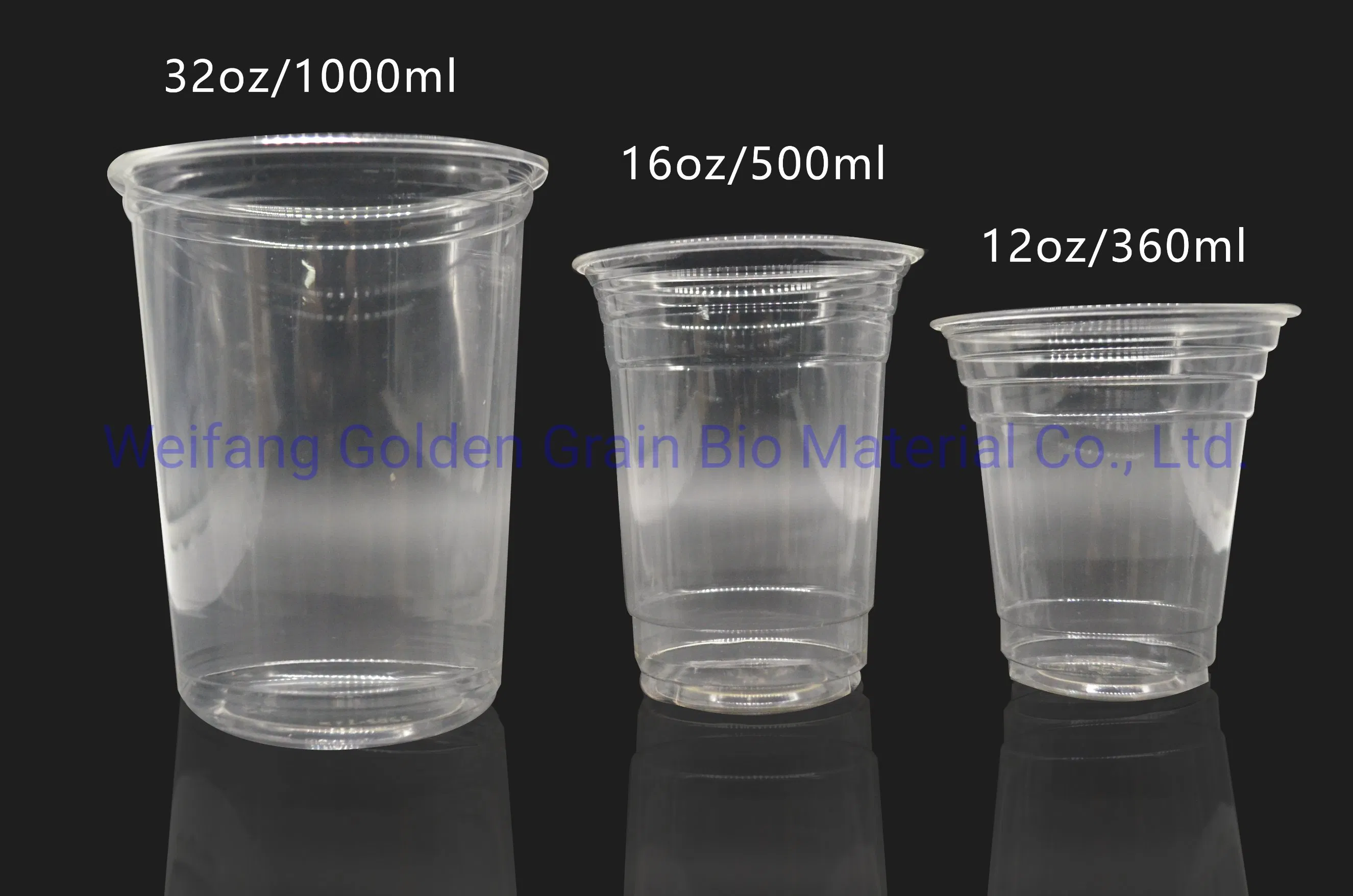 Eco Biodegradable Juice Milk Shake Cold Drinking Clear 16oz Disposable Plastic PLA Cups with Lids and Straws