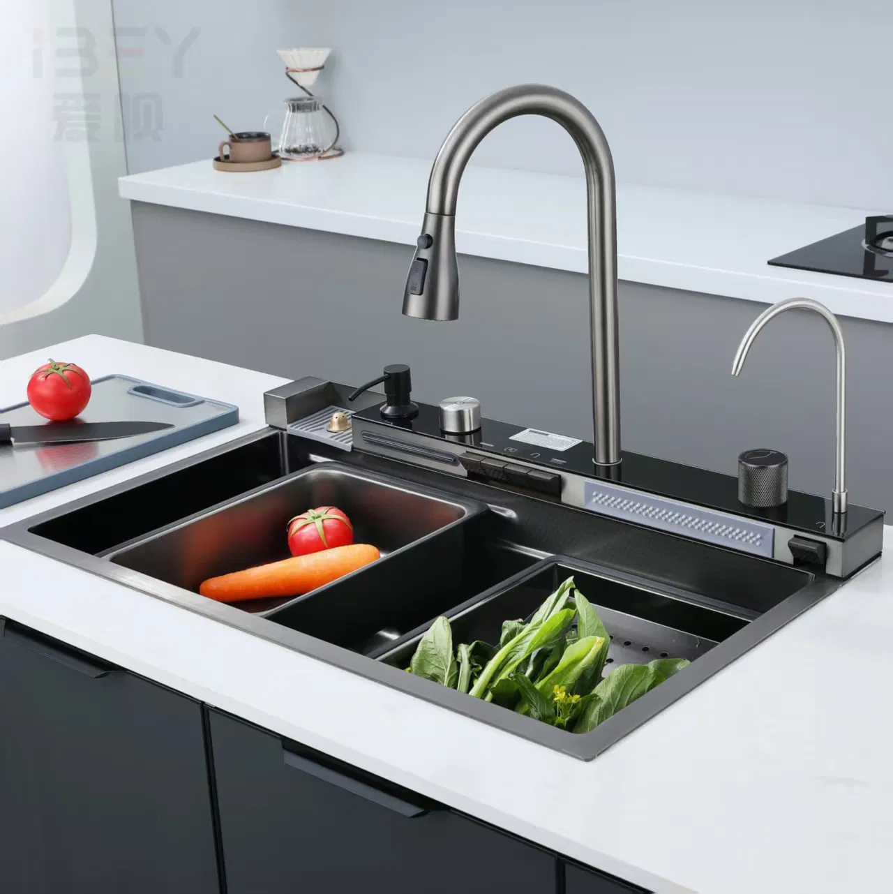 Multi-Functional 304 Stainless Steel Kitchen Sink with Plastic-Body Faucet