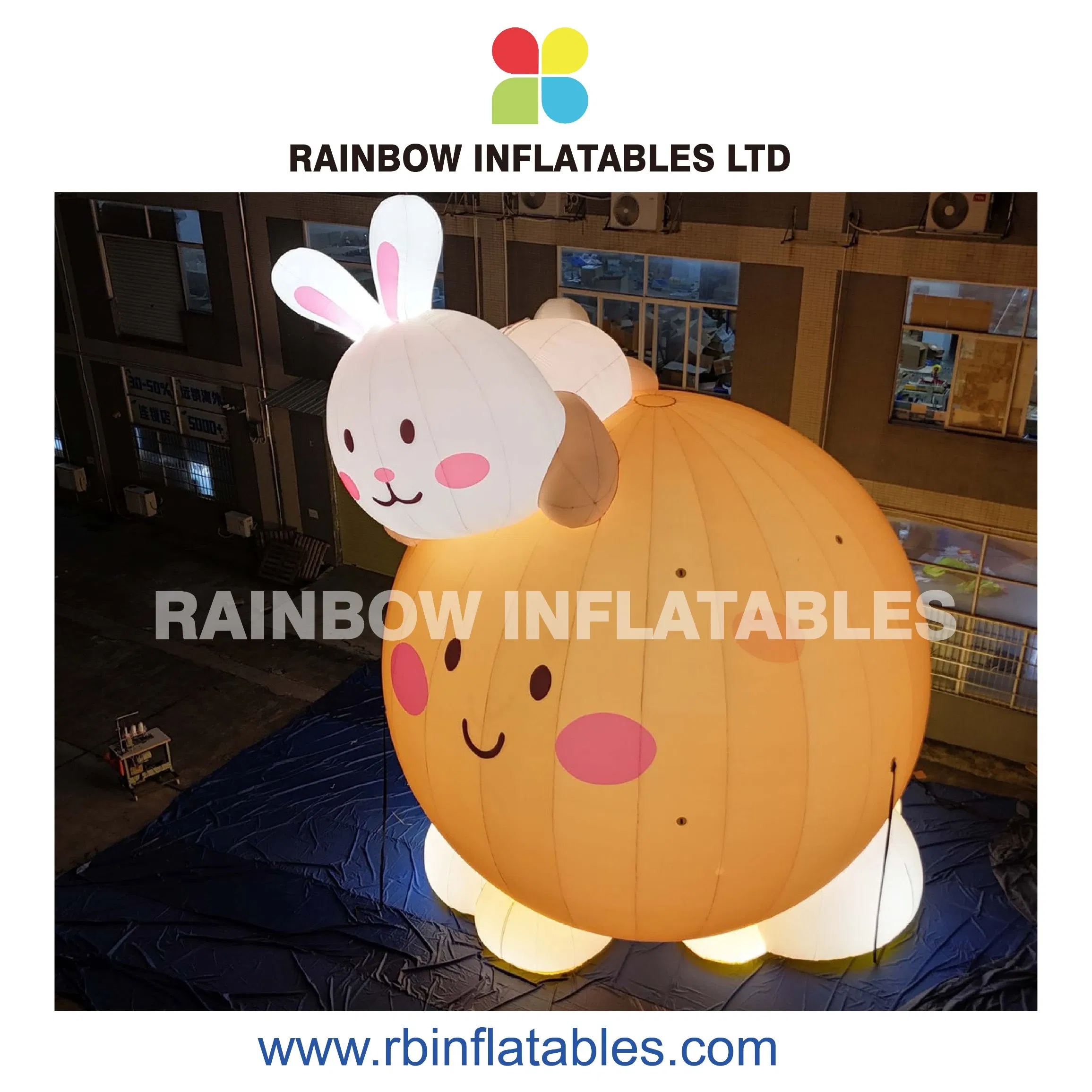 LED Illuminated Inflatable Moon Rabbit Decoraction for Festive Displays