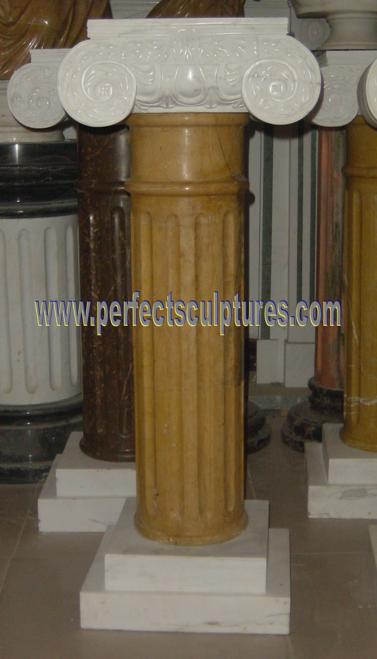 Garden Home Decorative Mix Color Stone Pillar Marble Carving Column for Outdoor Indoor Decoration (QCM041)