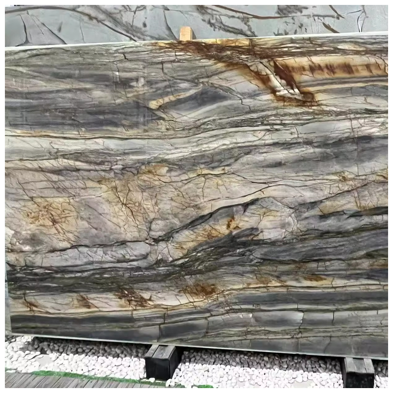 Highj-Quality Brazilian Leathered Brown Sandalus Quartzite for Bookmatched Wall and Countertops