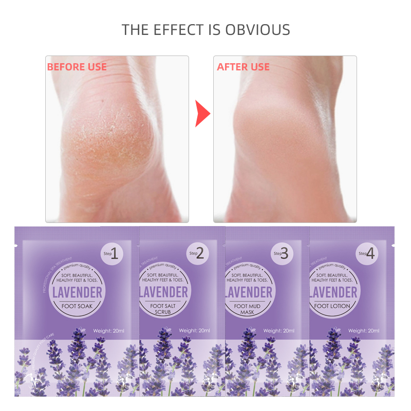 4 in 1 Peeling off Foot Soak Pedicure Salt Lavender Moisturizing Exfoliating Feet Scrub