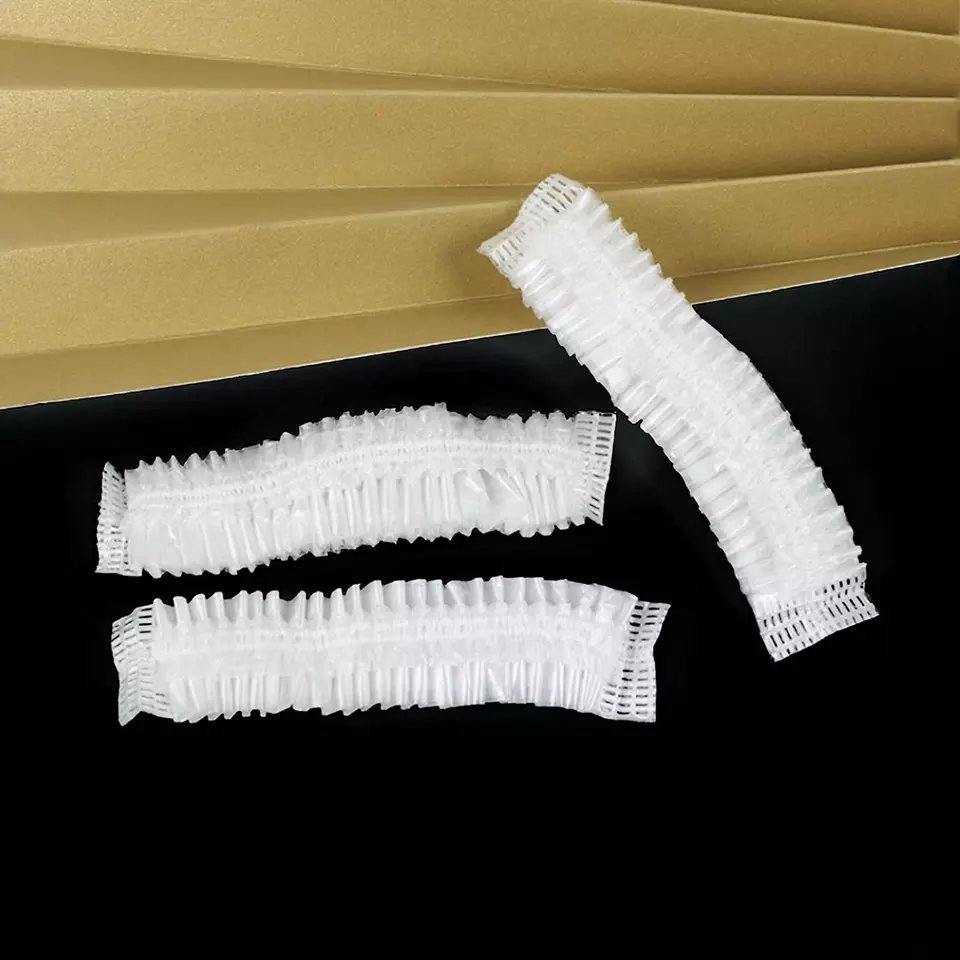 High Quality Cheap Waterproof Salon Hair Dry Processing Cap Custom PE Plastic Transparent Hair Cover Disposable Shower Caps 44cm