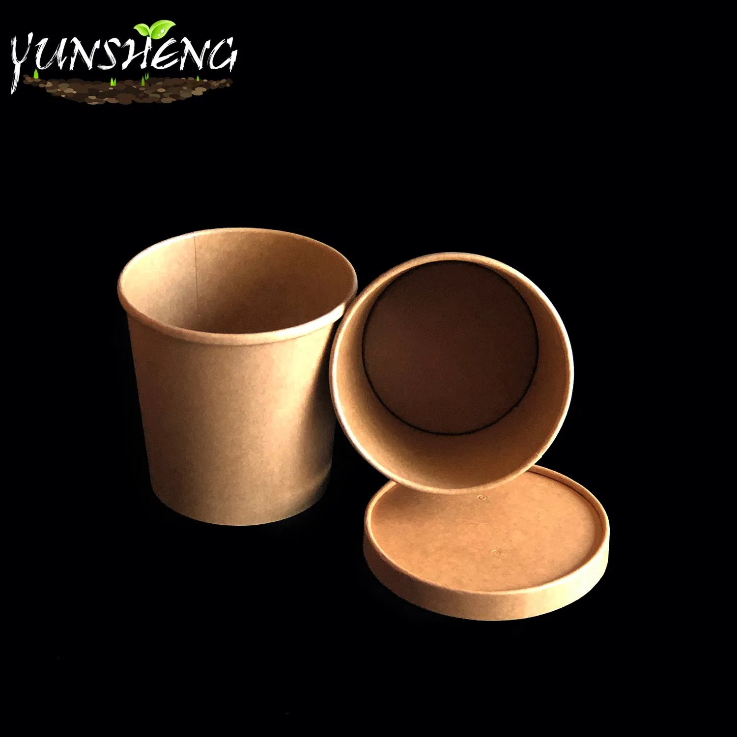 Disposable Takeaway Kraft Paper Soup Cup with PP/Kraft Paper Lid for Soup, Deli, Pasta, Ice Cream, Rice