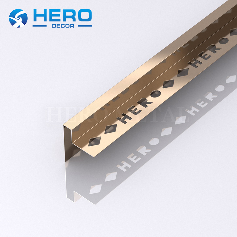 Tile Edge Trim Stainless Steel Countertop & Step Profile Hero Metal 12mm Stair Nosing Outdoor Patio Coloured Chrome Strip Protector for Kitchen