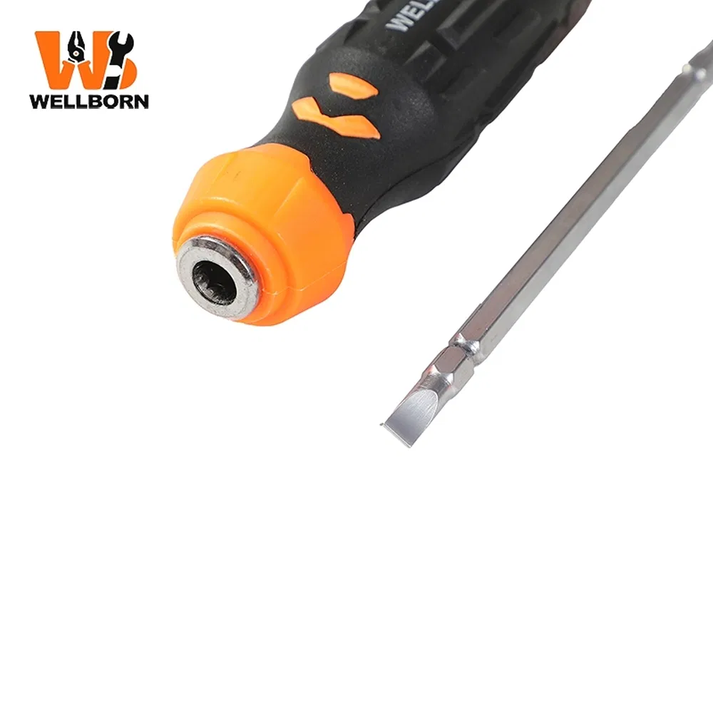 Отвертка многофункциональная с прорезиненной ручкой E-002