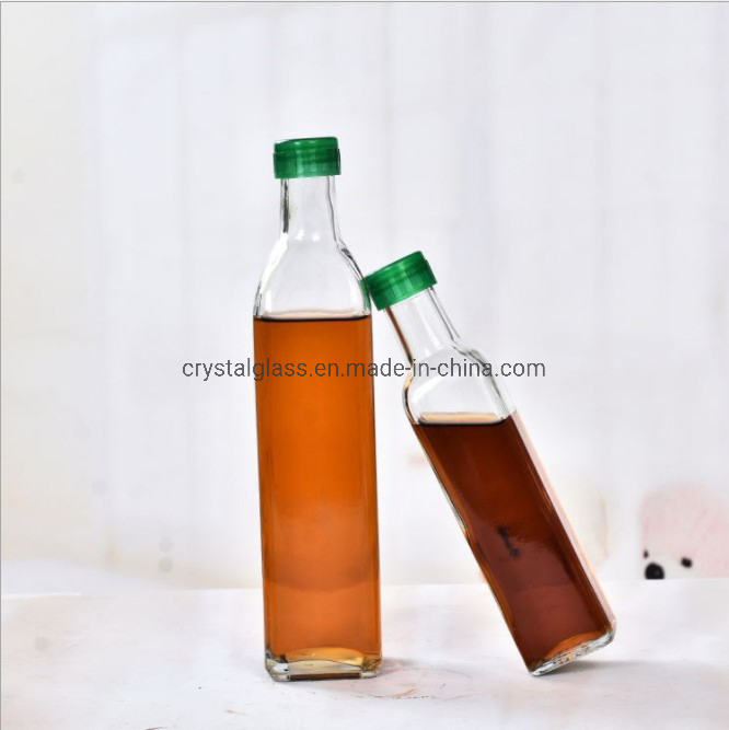 100ml Transparent Square Glass Olive Oil Bottle with Plastic Cap