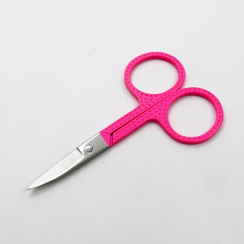 Colorful Handle with Stainless Steel Eyebrow Hair Trimming Curved Sharp Beauty Scissors