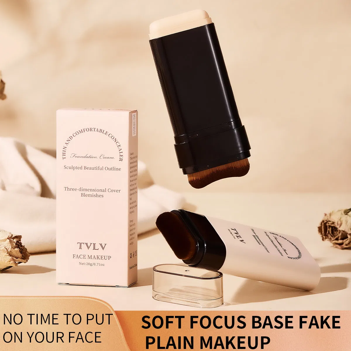Dual-Ended Makeup Stick with Brush for Flawless Application