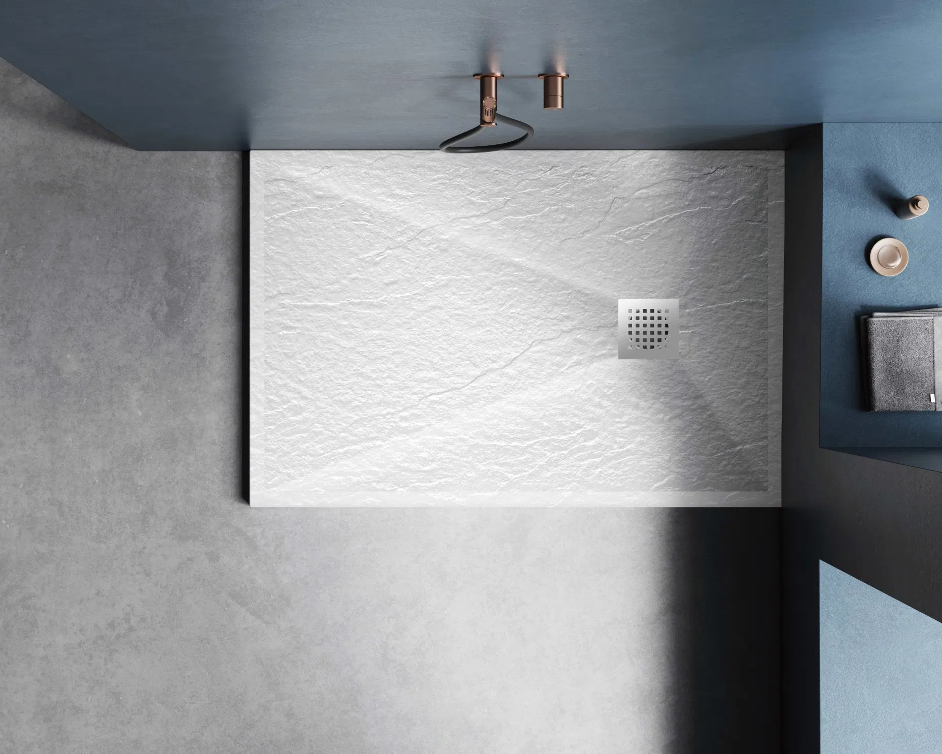 Advanced Solid Surface China OEM Factory Square Shape Bathroom Shower Base Artificial Stone Shower Tray