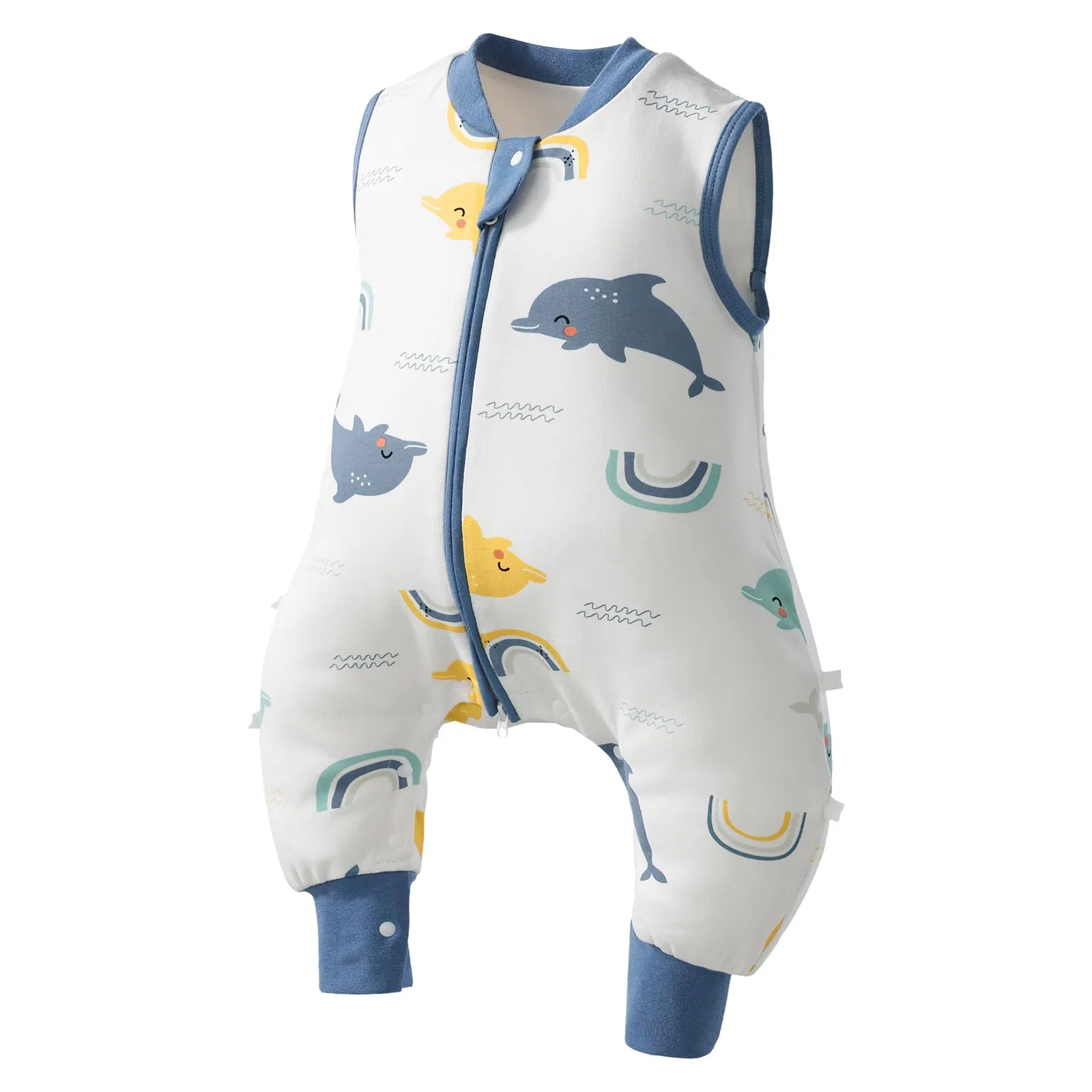 Manufacturer Customized Cotton Baby Sleeping Bag with Legs Sleeveless Comfortable Sleep Sack for Newborn Pure Color