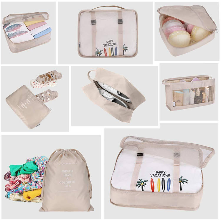 8 Pieces Packing Cubes Travel Luggage Packing Organizers Set with Toiletry Bag