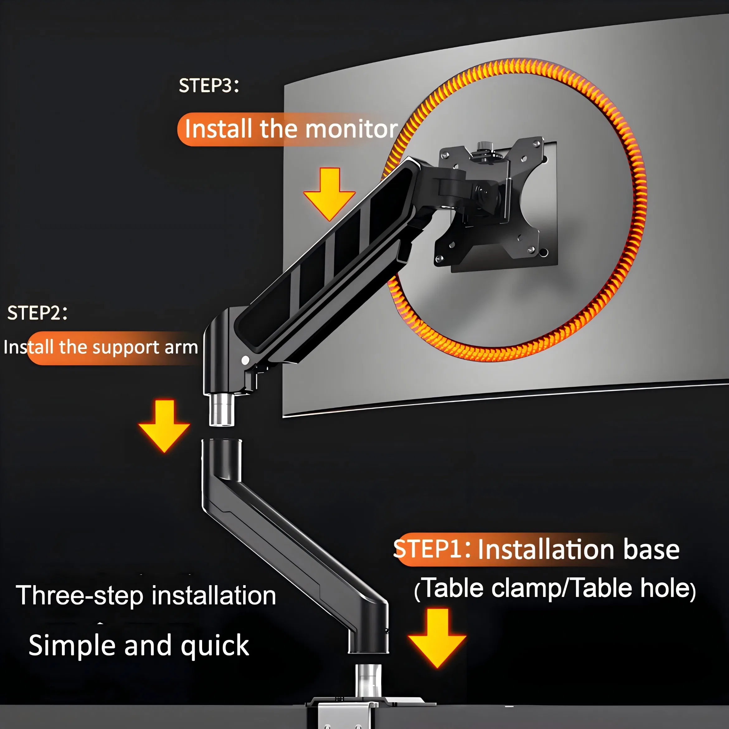 Кронштейн для монитора YUNPENG, настольный, черный