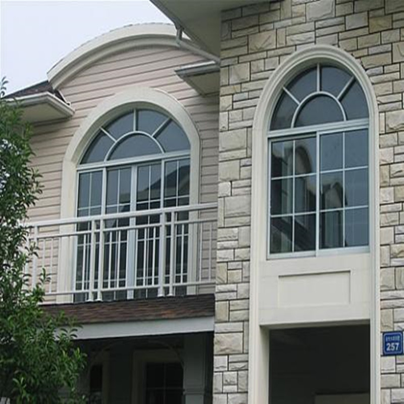 European Style Plastic Steel PVC Sliding Windows and Doors with Round Top