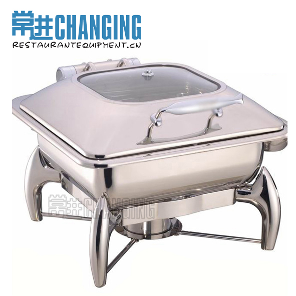 Hotel 2/3 Stainless Steel Induction Warmer Chafing Dish W Glass Lid Frame