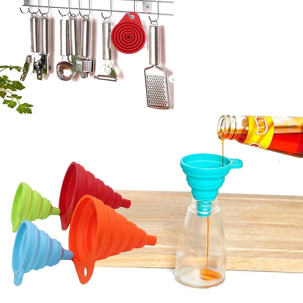 Wholesale Plastic Foldable Kitchen Cheap Multi-Functional Silicone Funnel for Cooking Spice