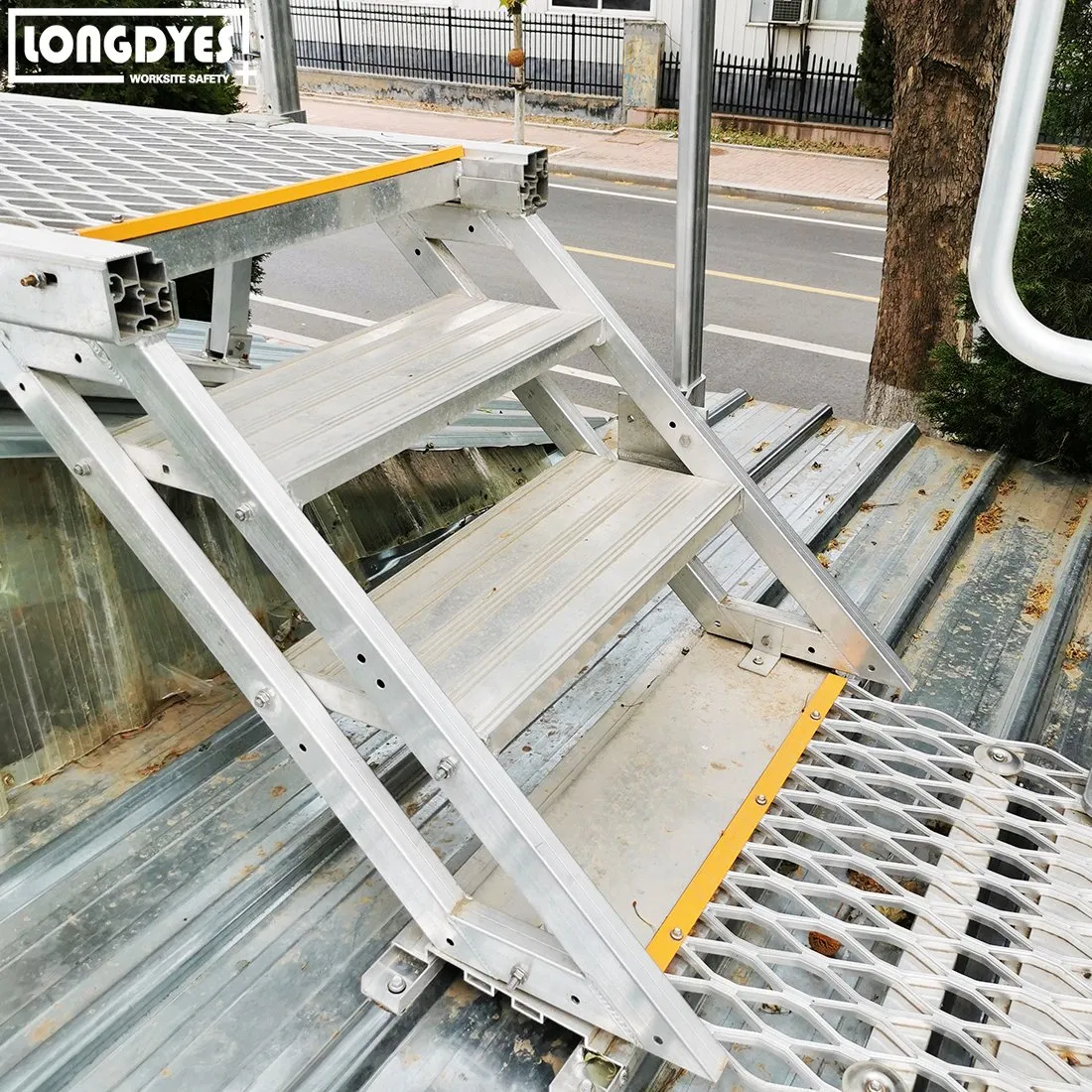 Aluminum Steped Walkways and Platform with Handrails