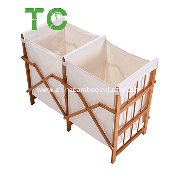 Foldable Bamboo Laundry Basket Folding Bamboo Frame Laundry Hamper Clothes Storage Basket Bin Bamboo Laundry Hamper