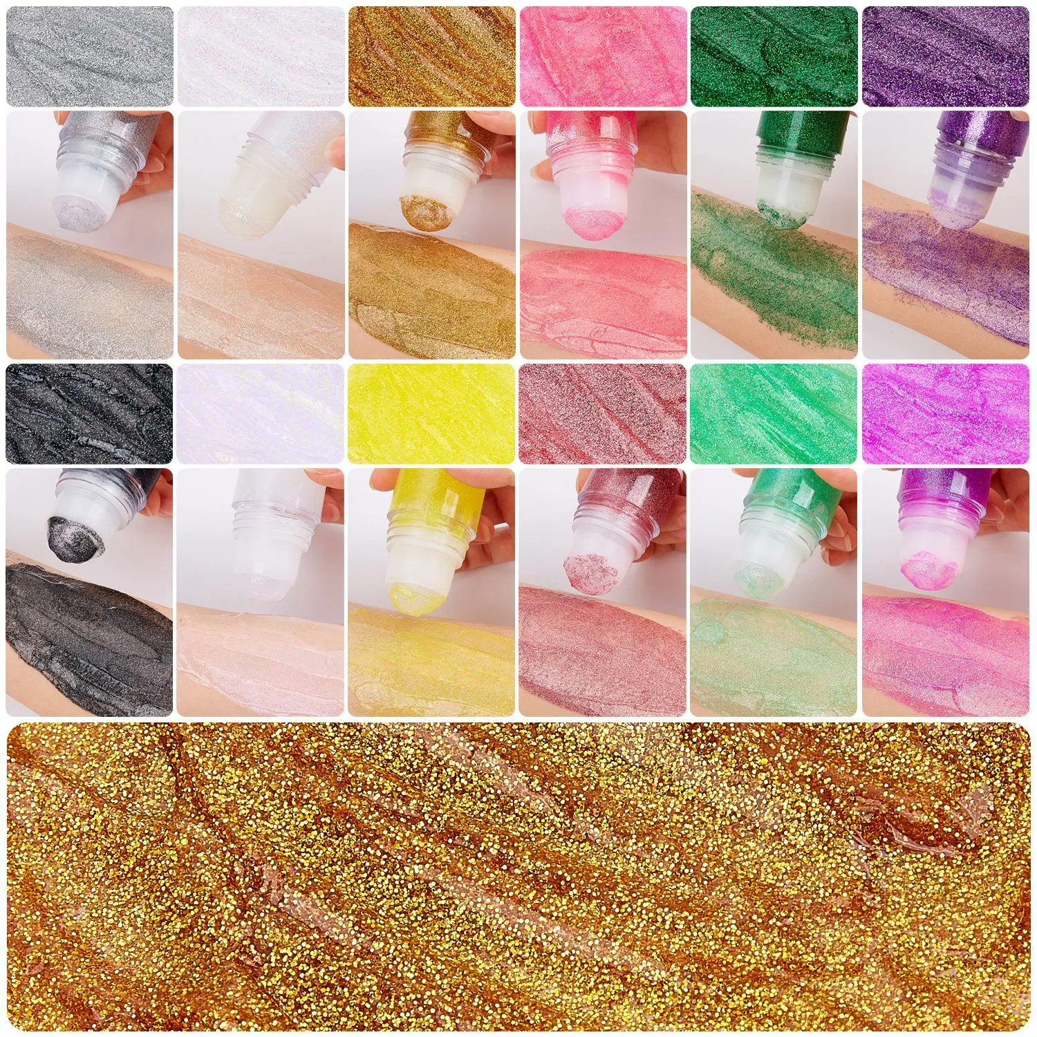 Sparkling Glitter Jelly Roll-on Gel for Face & Body