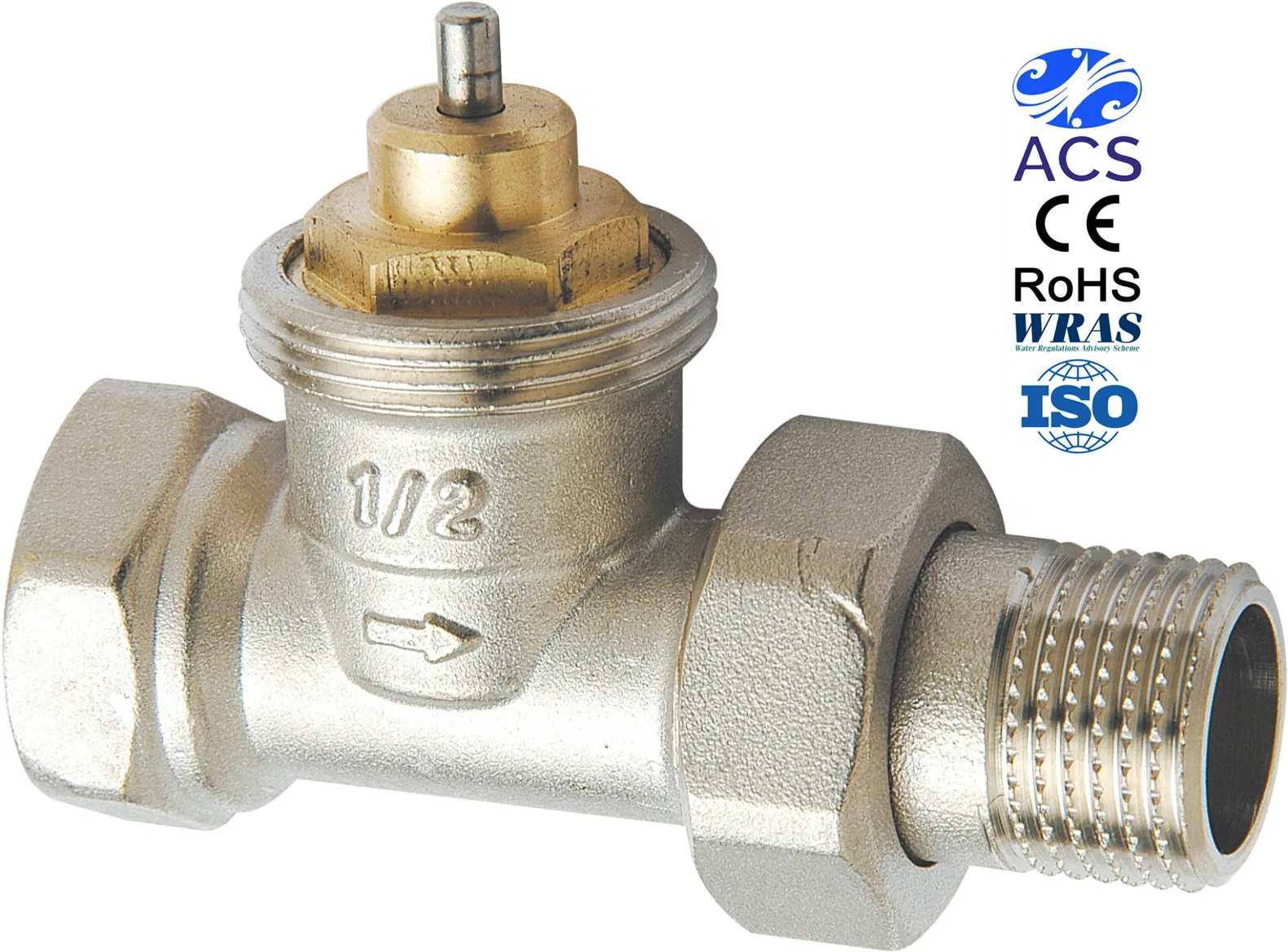 1/2" X 1/2" Brass Straight Thermostatic Radiator Valve