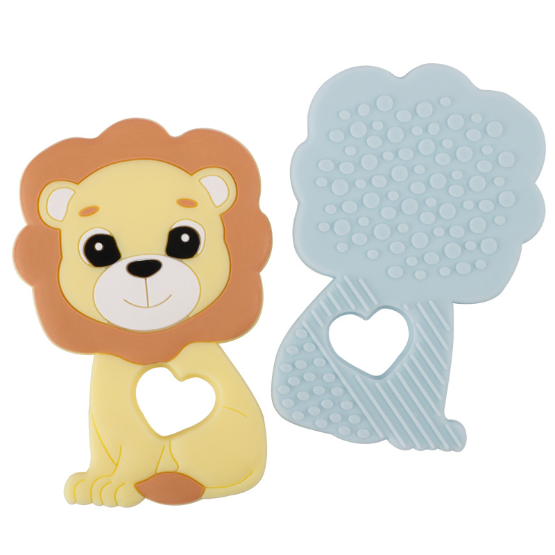 Lion Shape BPA Free Rubber Soothing Animal Teething Toy Baby Silicone Teether